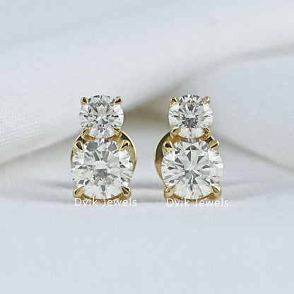 Double Round Cut Lab Diamond Stud Earrings Earrings
