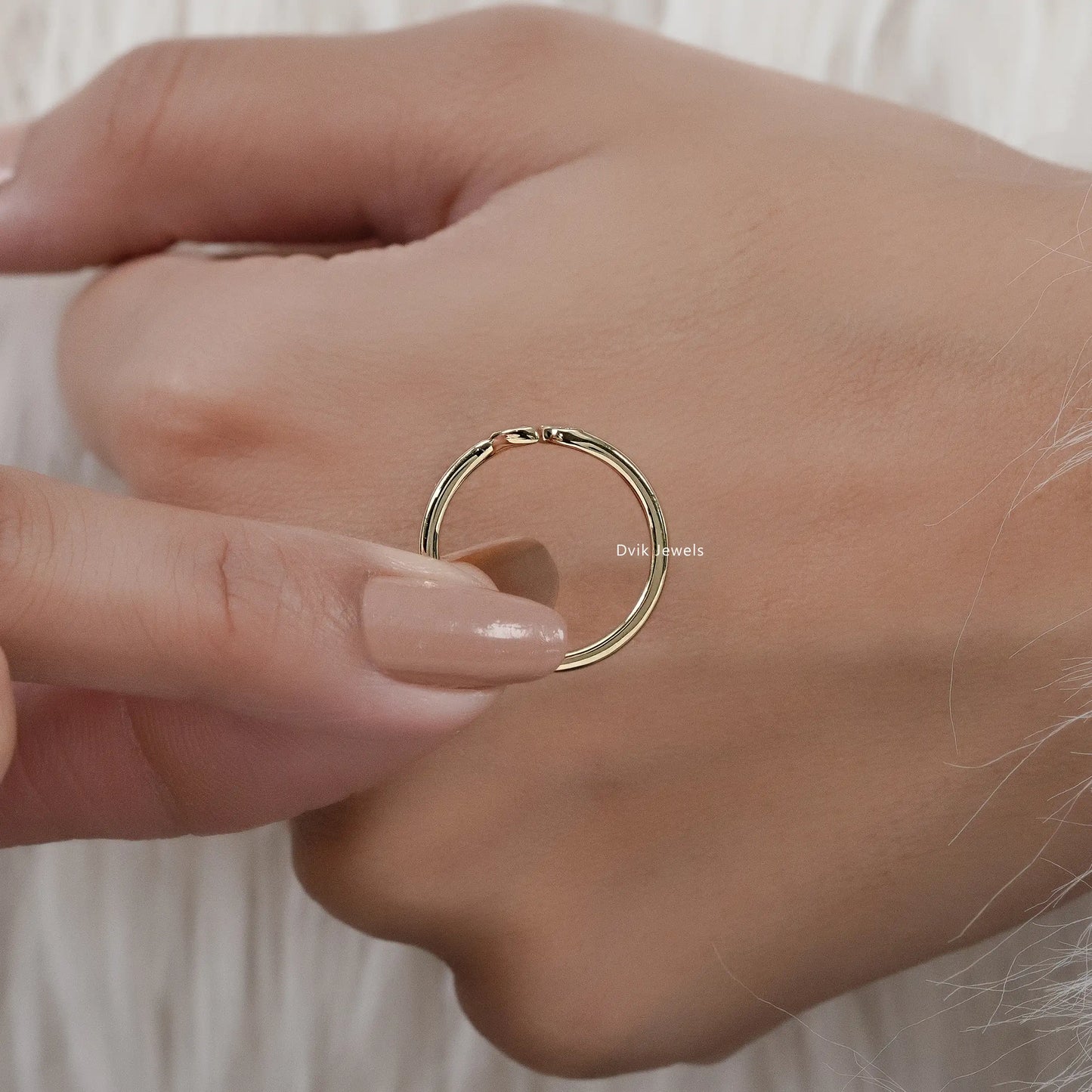 Dainty Marquise Cut Lab Diamond Open Bypass Ring Ring