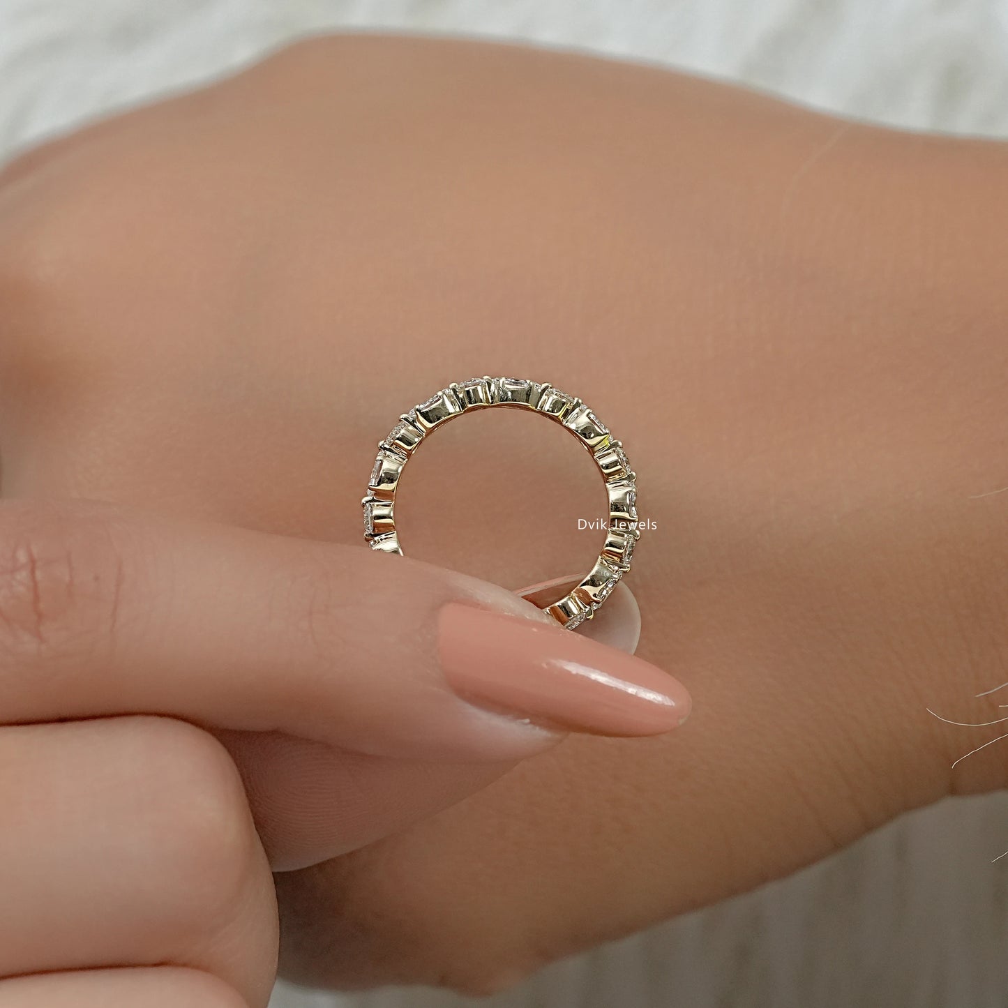 Marquise & Round Cut Lab Diamond Eternity Band Ring
