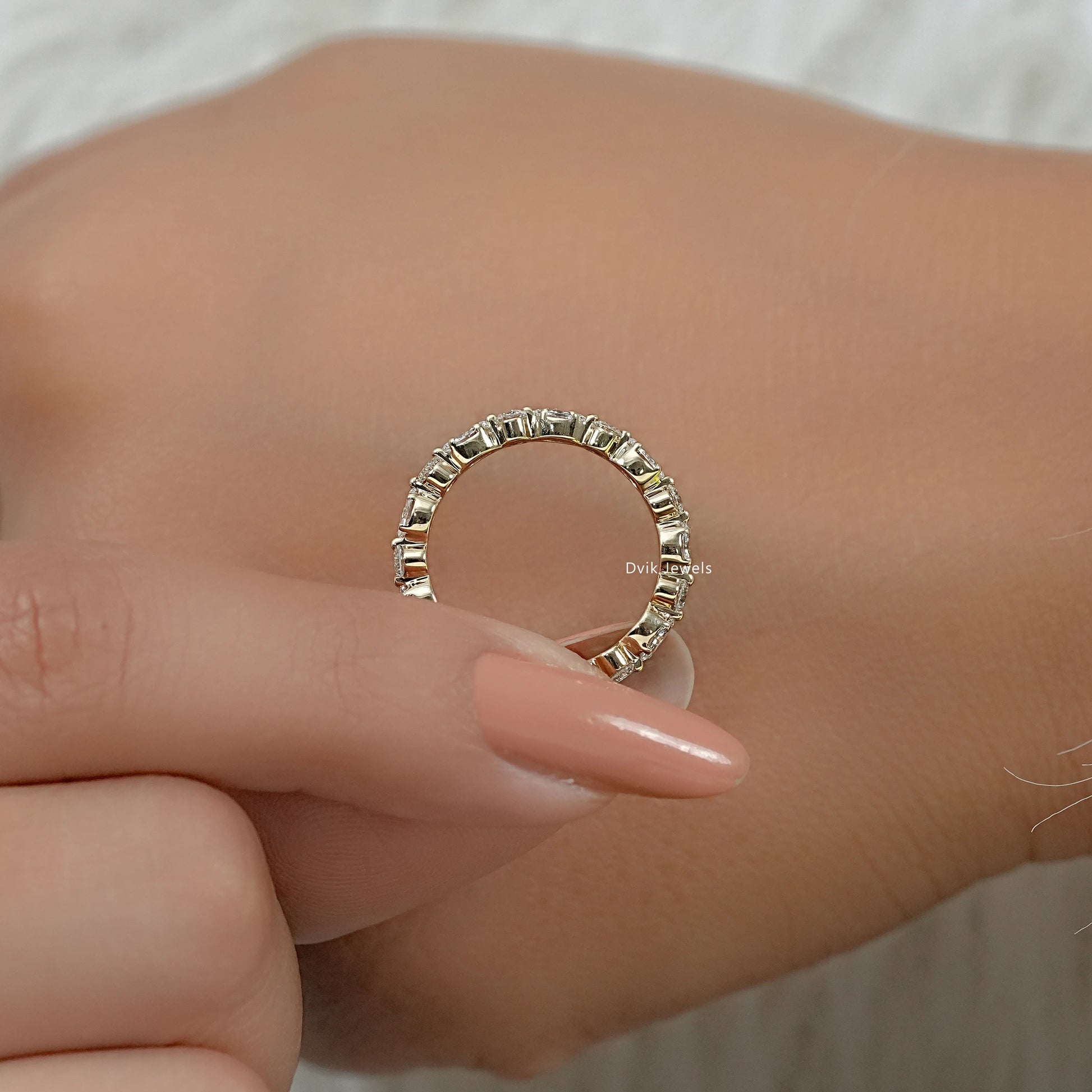 Marquise & Round Cut Lab Diamond Eternity Band Ring