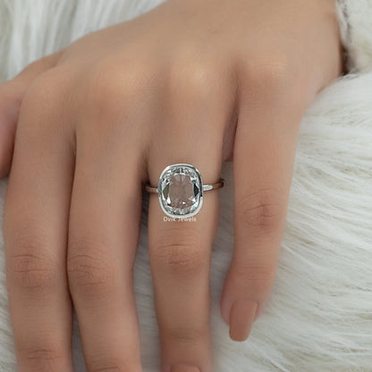 Old Mine Cushion Cut Lab Diamond Bezel Set Engagement Ring Ring