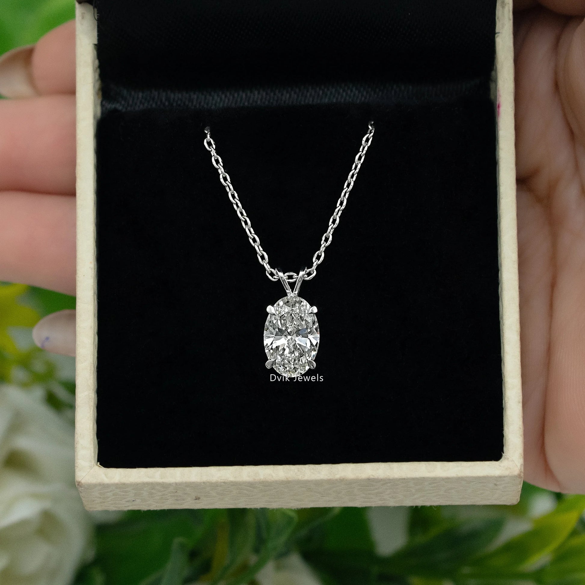 Oval Cut Lab Diamond Solitaire Pendant Pendant