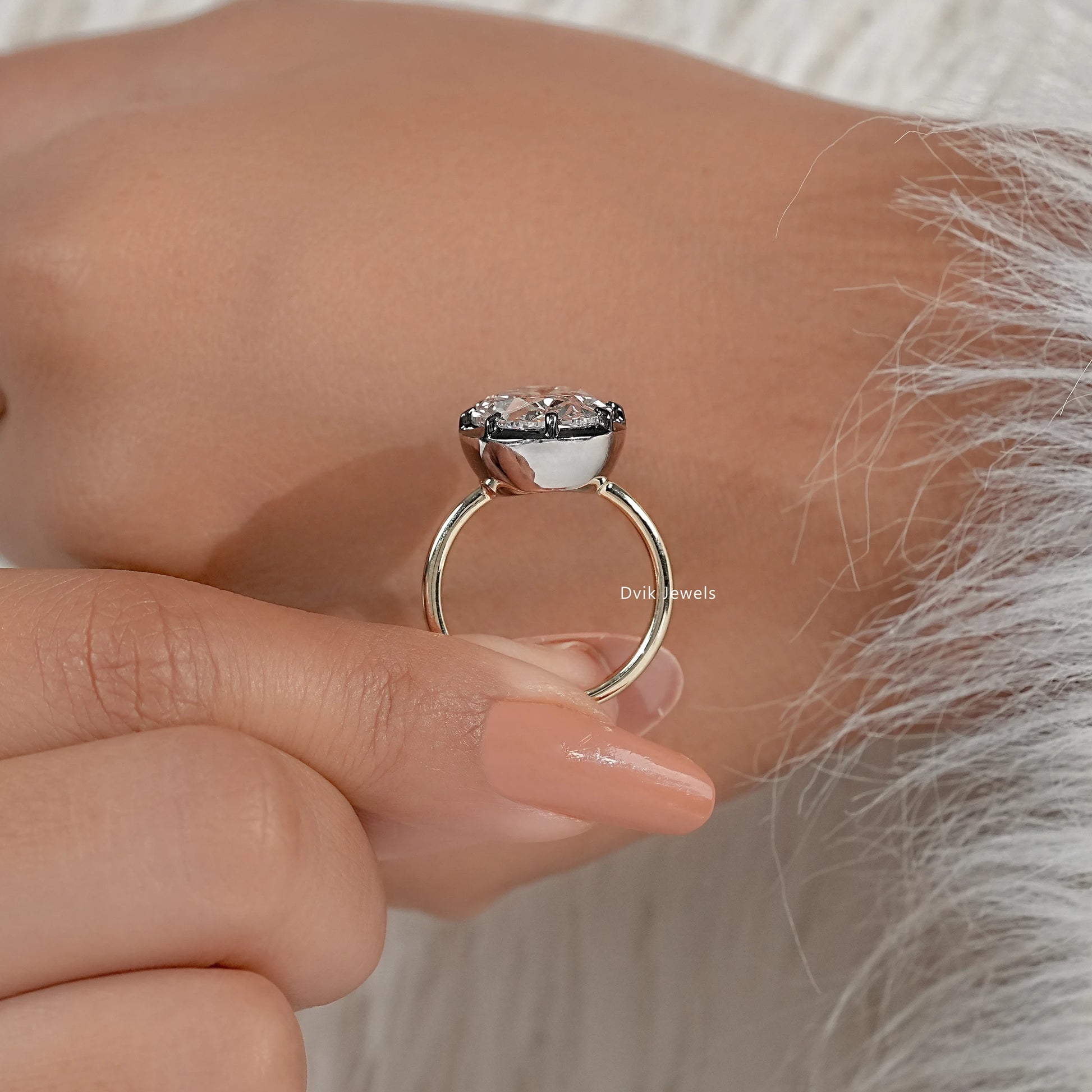 Oval Cut Lab Diamond Solitaire Ring with Classic Prong Setting Ring