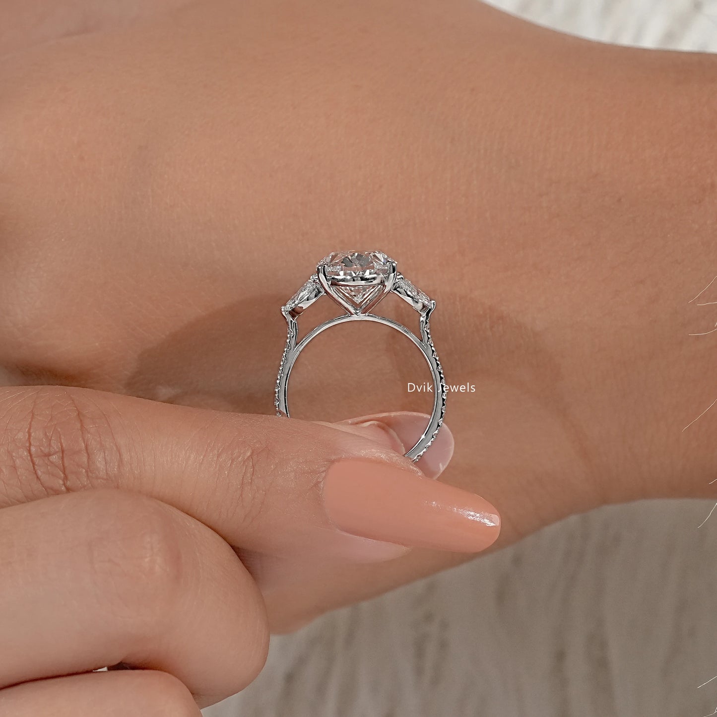 Oval Lab Diamond Accent Ring with Marquise Side Stones