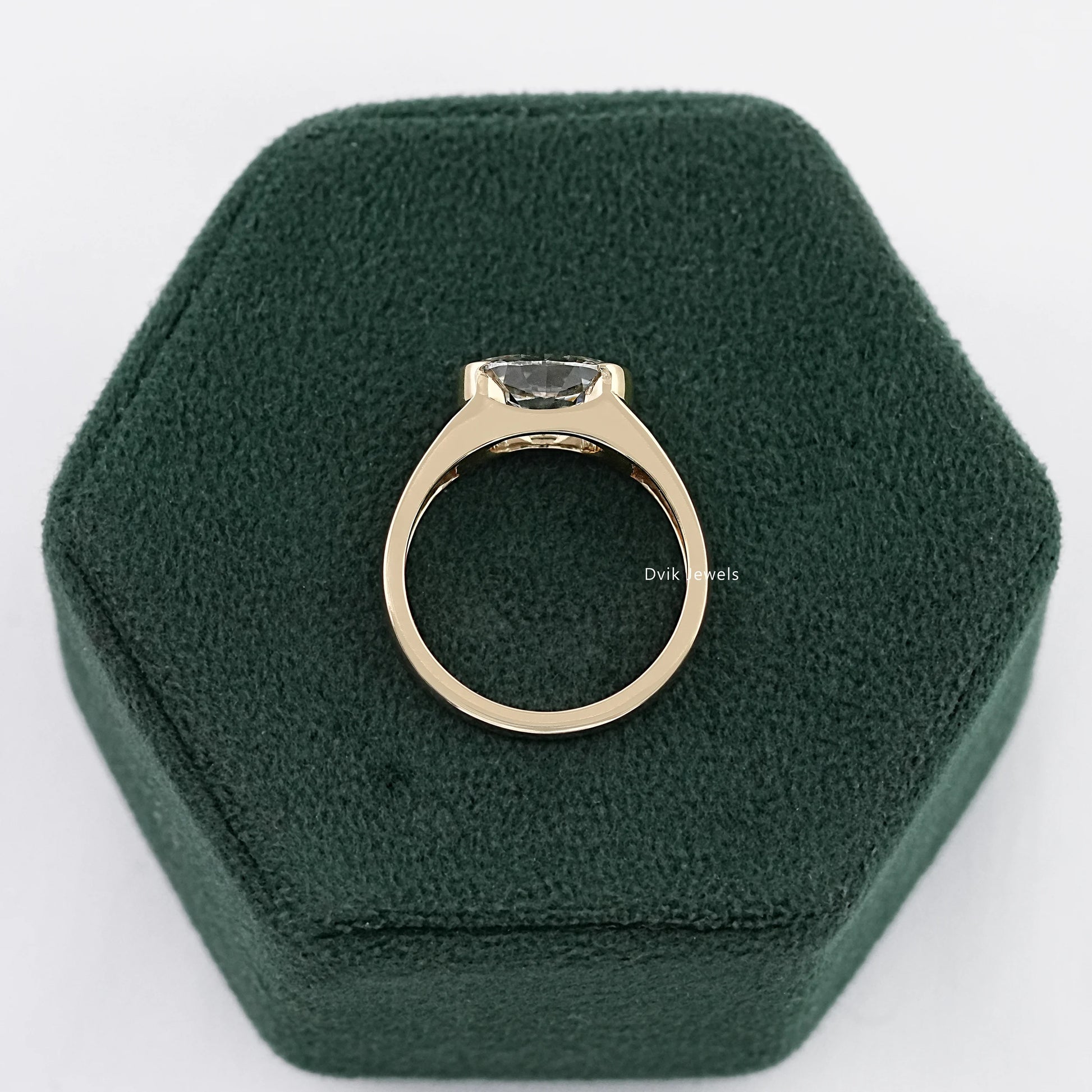 Half Bezel Set Oval Solitaire Ring Band