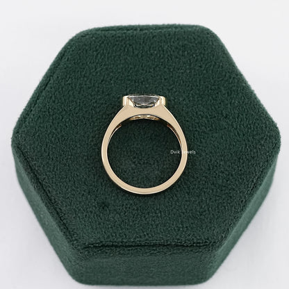 Half Bezel Set Oval Solitaire Ring Band