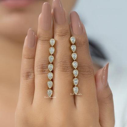 Pear Cut Lab Diamond Bezel Set Drop Earrings Earrings