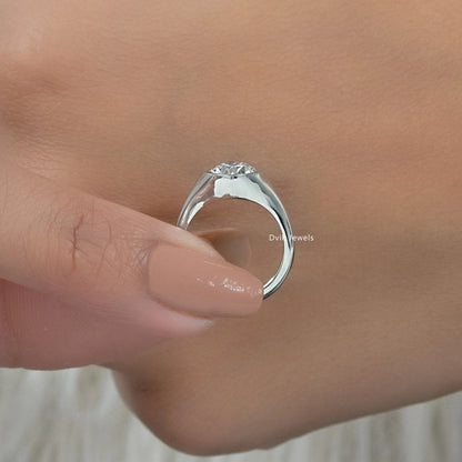 Pear Cut Lab Diamond Bezel Signet Style Ring Ring