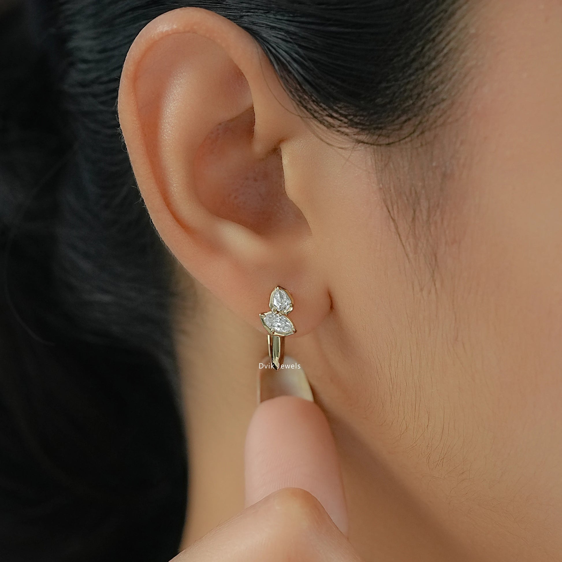 Pear & Marquise Cut Lab Diamond Hoop Earrings Earrings