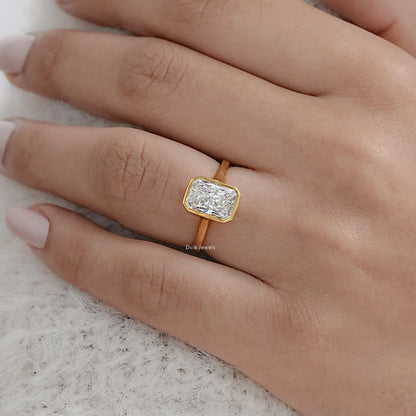 Radiant Lab Diamond Bezel Set Engagement Ring Ring