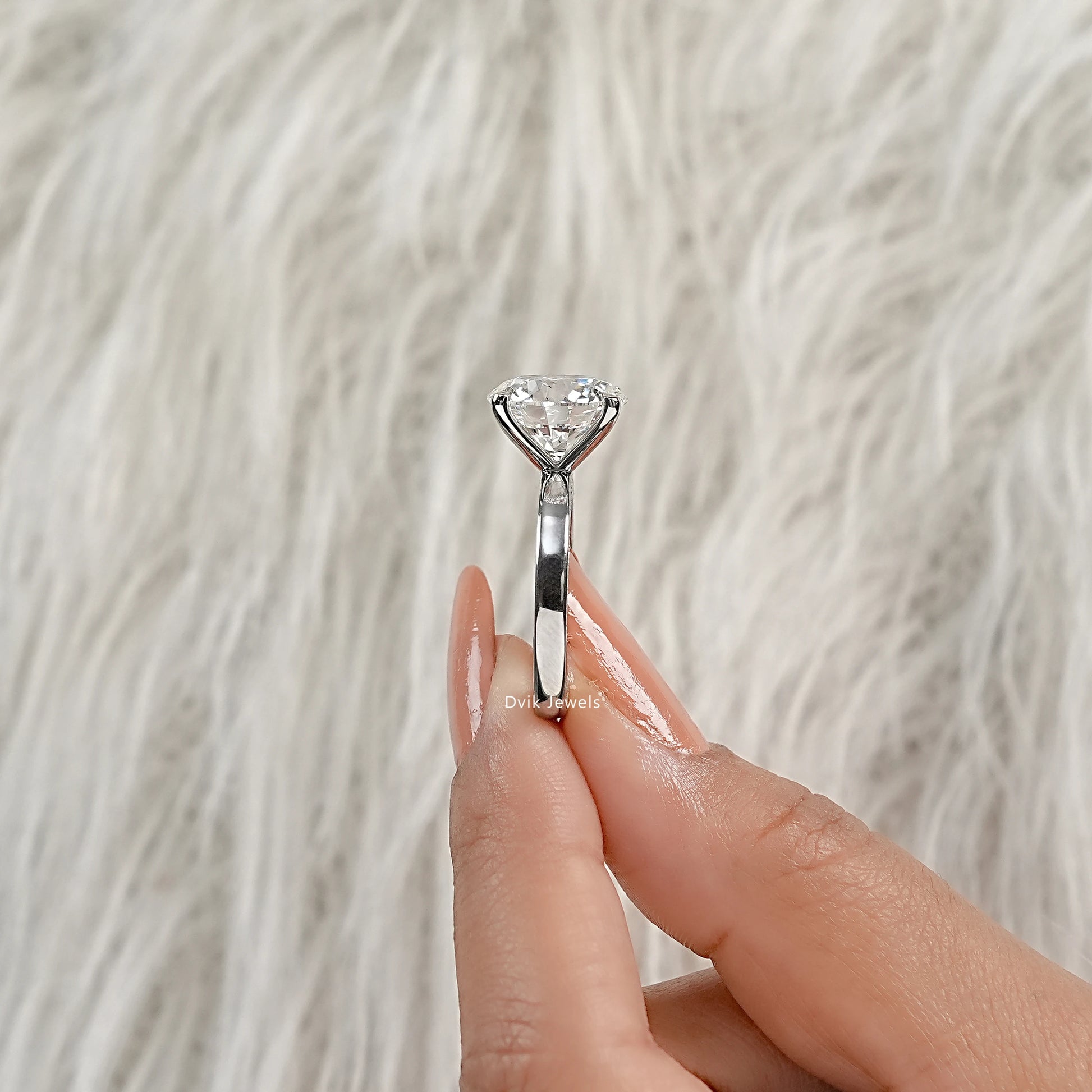 Round Cut Lab Diamond Hidden Halo Pave Solitaire Ring Ring