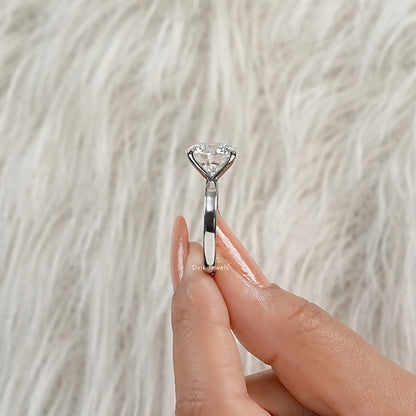 Round Cut Lab Diamond Hidden Halo Pave Solitaire Ring Ring