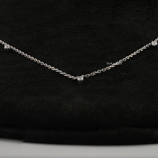 Round Cut Lab Diamond Station Style Necklace Pendant