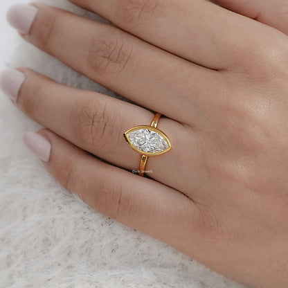 Bezel Set Marquise Lab Diamond Solitaire Ring Ring