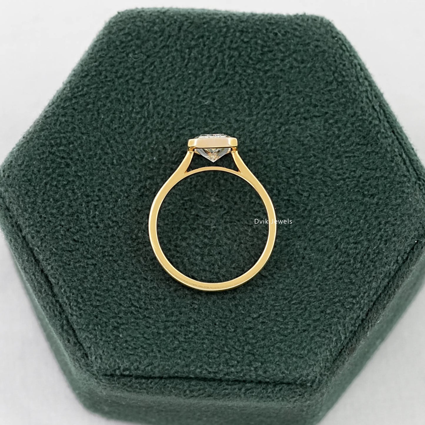 Radiant Lab Diamond Bezel Set Engagement Ring Ring