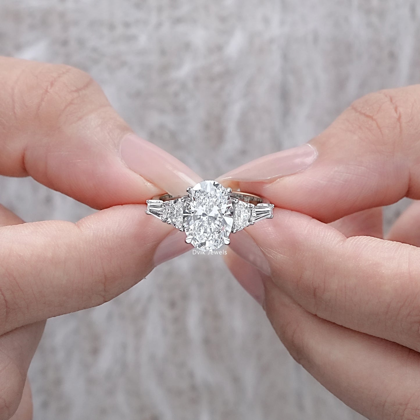 Five Stone Oval Cut Lab Diamond Engagement Ring Ring