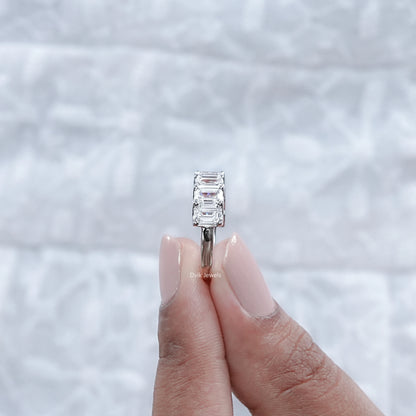 Half Eternity Emerald Cut Lab Diamond Wedding Band