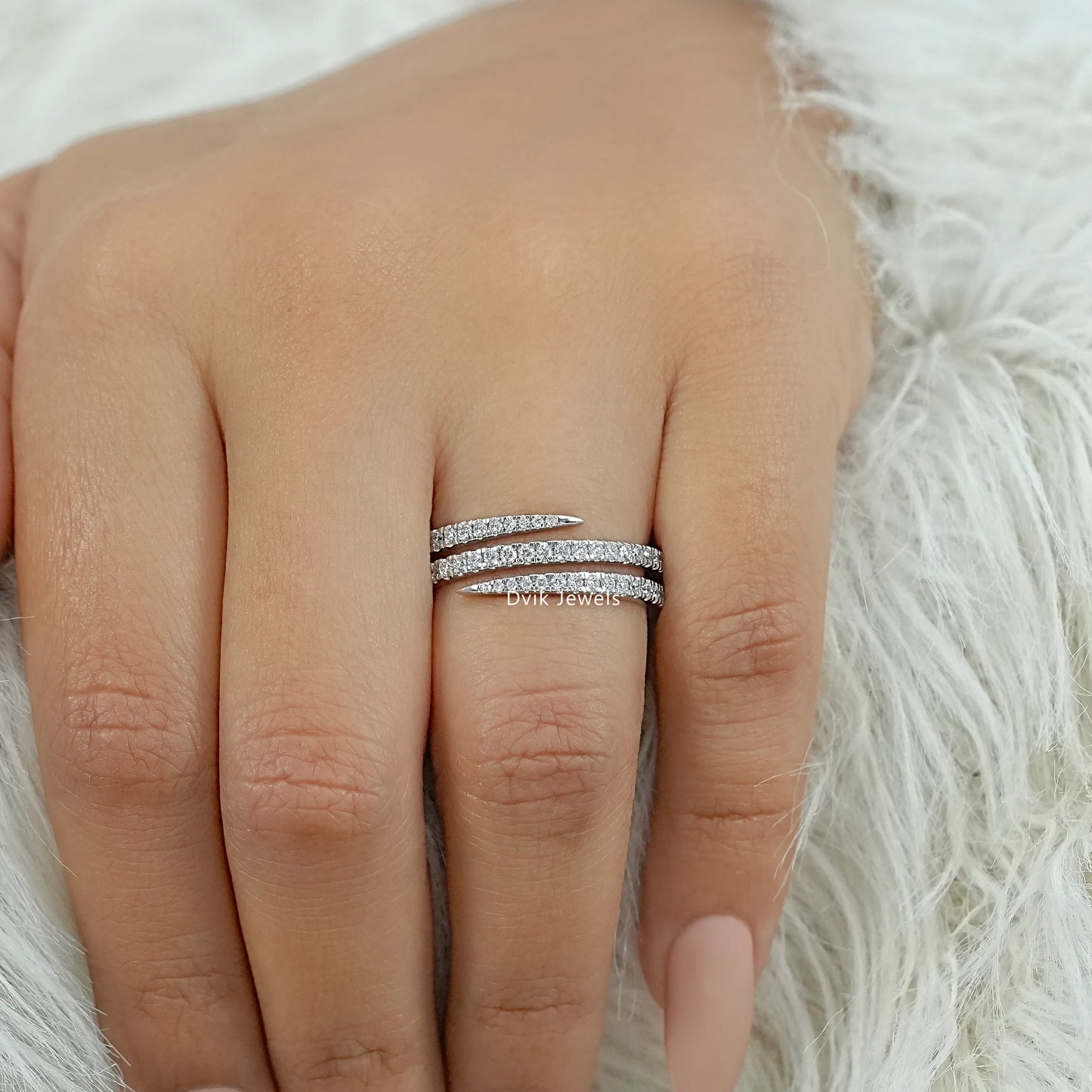 Round Cut Lab Diamond Spiral Wrap Ring Ring