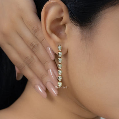 Pear Cut Lab Diamond Bezel Set Drop Earrings Earrings