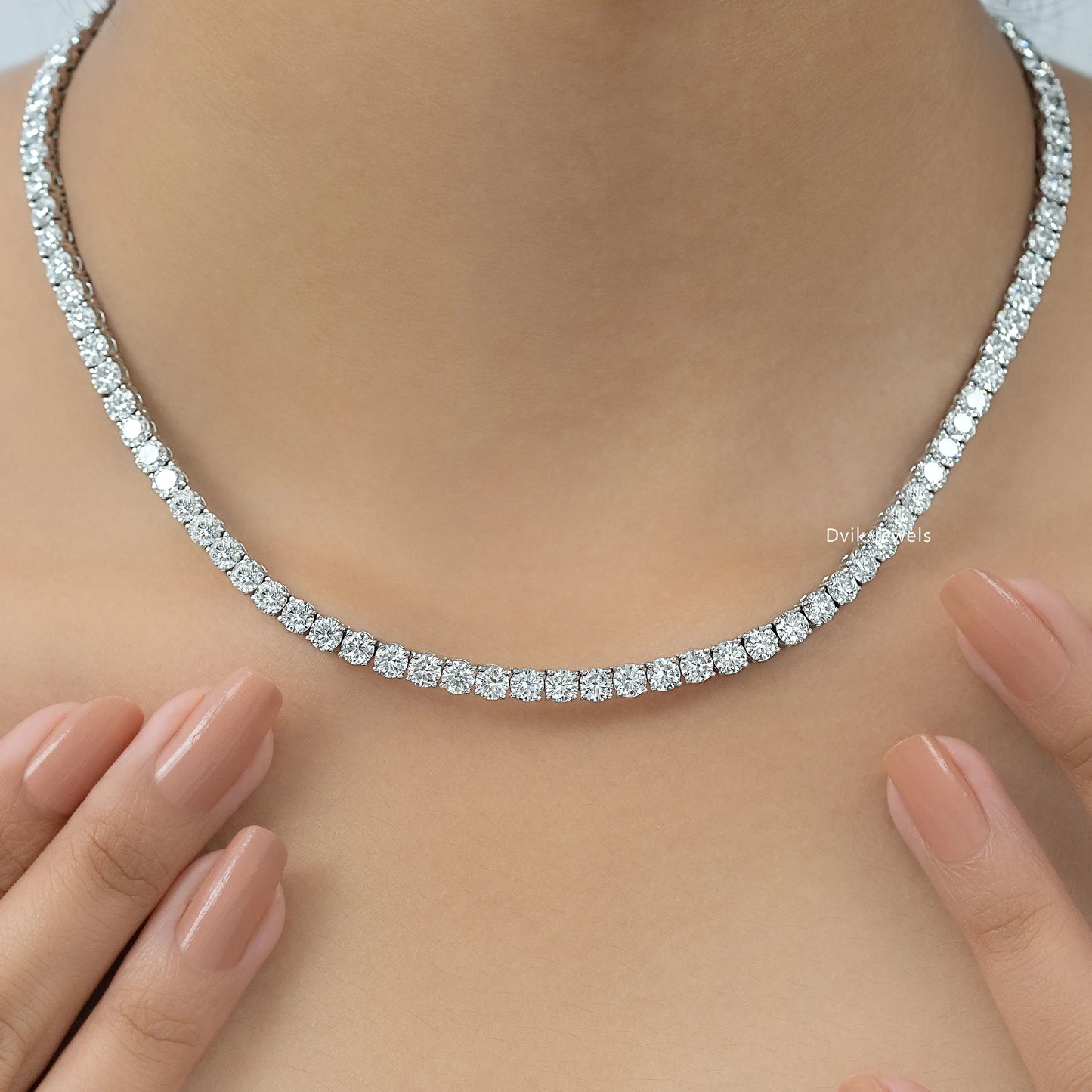 Round Cut Lab Grown Diamond Tennis Necklace Necklace