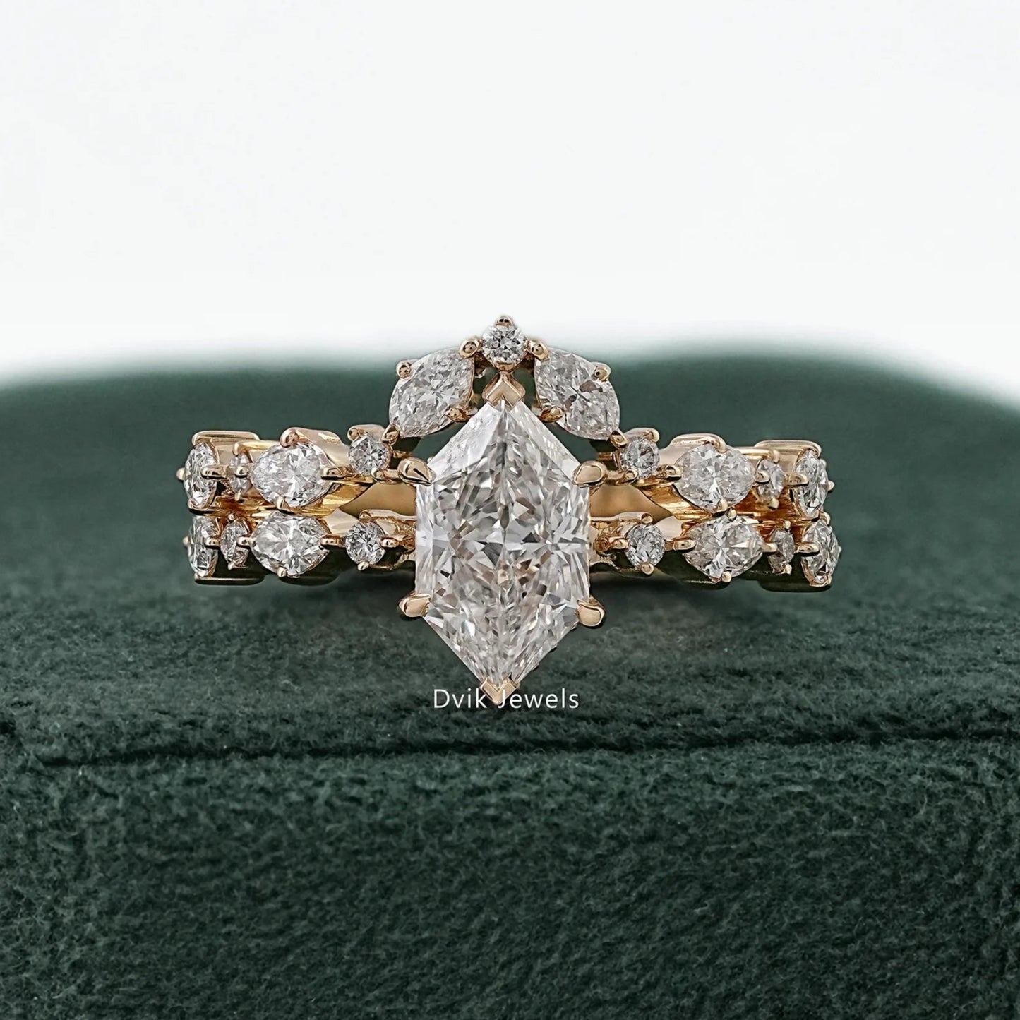 Dutch Marquise Cut Lab Diamond Cluster Bridal Set Ring Bridal Ring Set