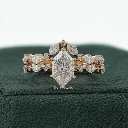 Dutch Marquise Cut Lab Diamond Cluster Bridal Set Ring Bridal Ring Set