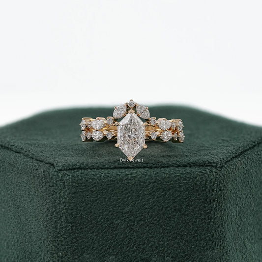 Dutch Marquise Cut Lab Diamond Cluster Bridal Set Ring Bridal Ring Set