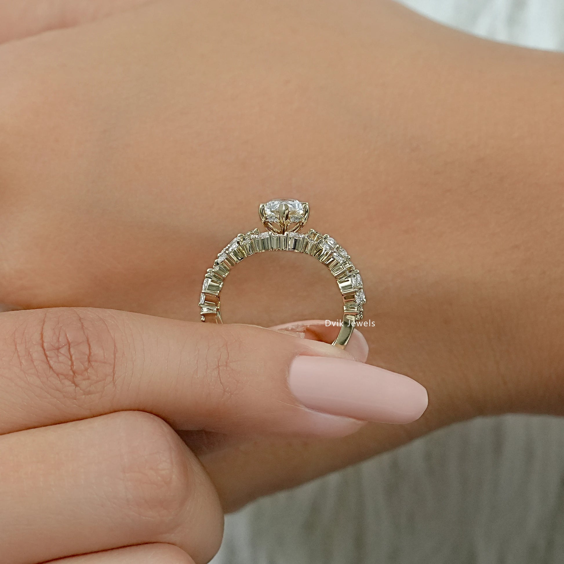 Dutch Marquise Cut Lab Diamond Cluster Bridal Set Ring Bridal Ring Set