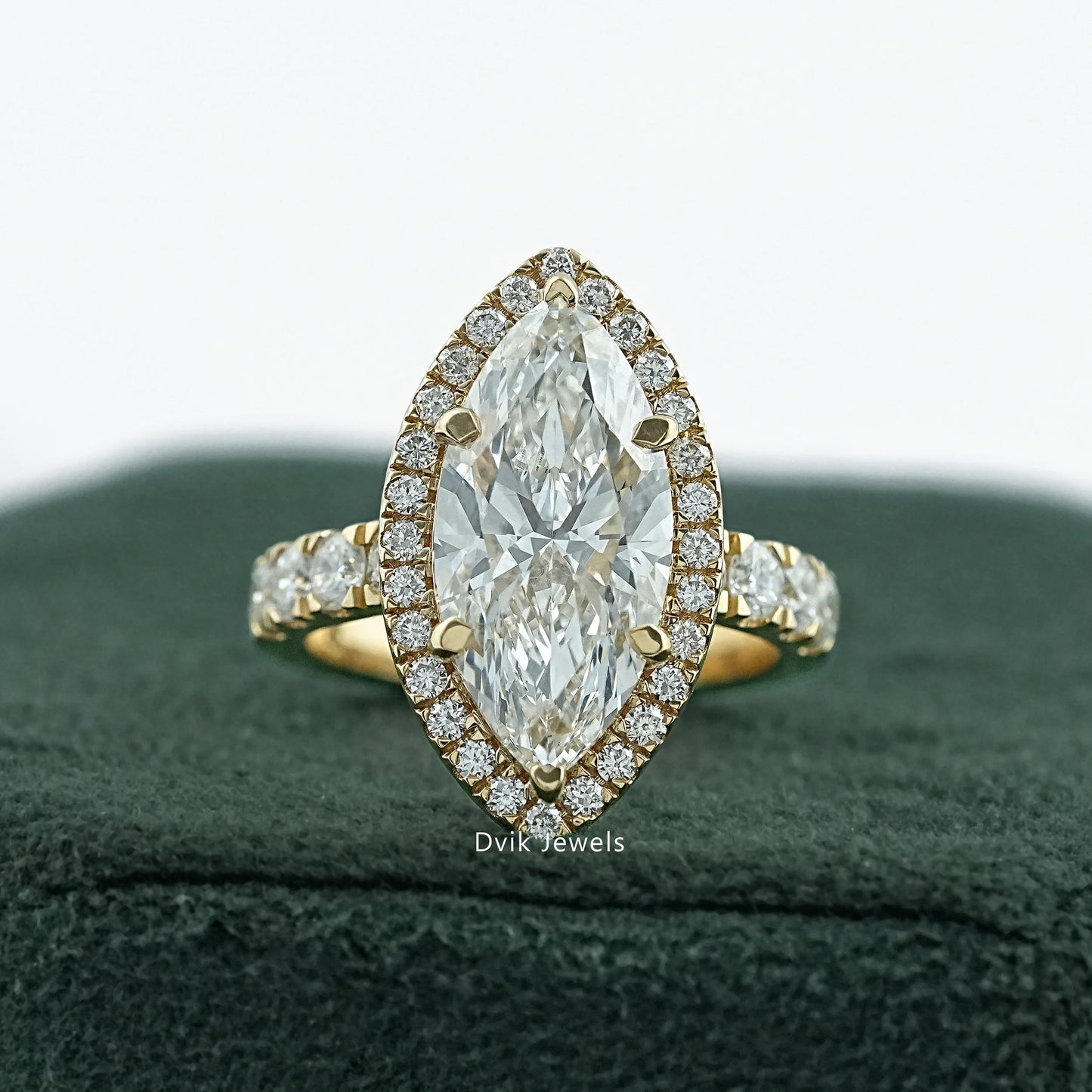 Marquise Cut Lab Diamond Halo Engagement Ring Ring