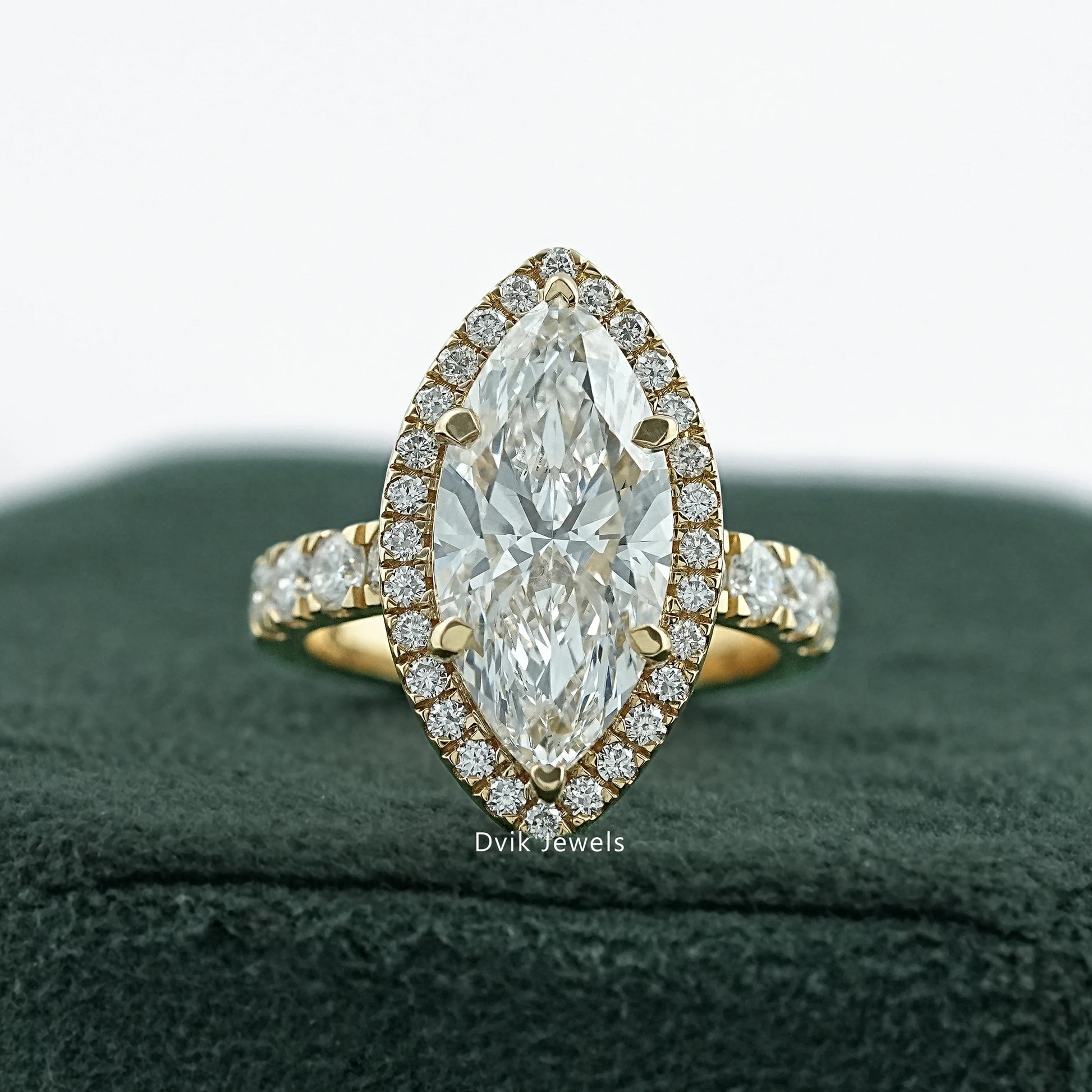 Marquise Cut Lab Diamond Halo Engagement Ring Ring