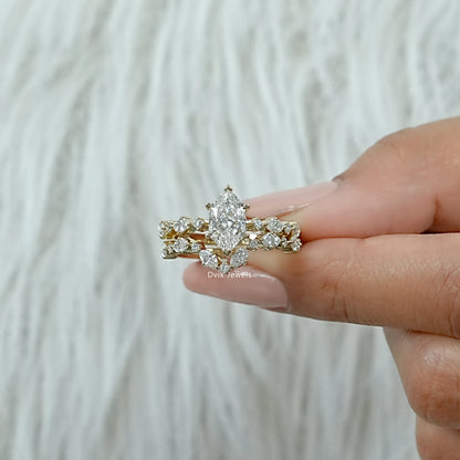 Dutch Marquise Cut Lab Diamond Cluster Bridal Set Ring Bridal Ring Set