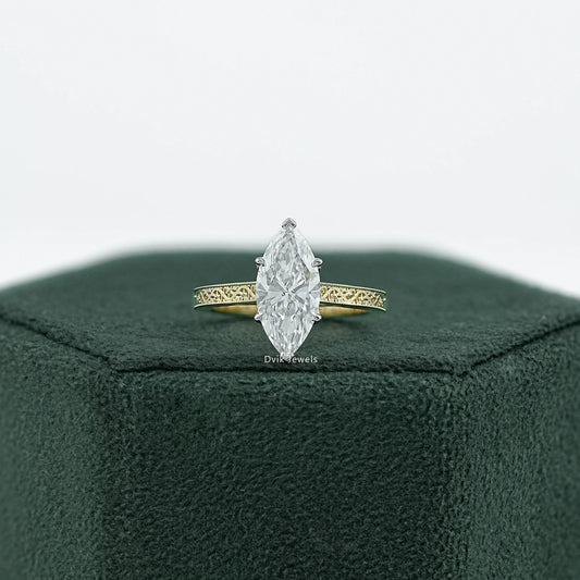 Marquise Cut Lab Diamond Vintage Filigree Engagement Ring Ring