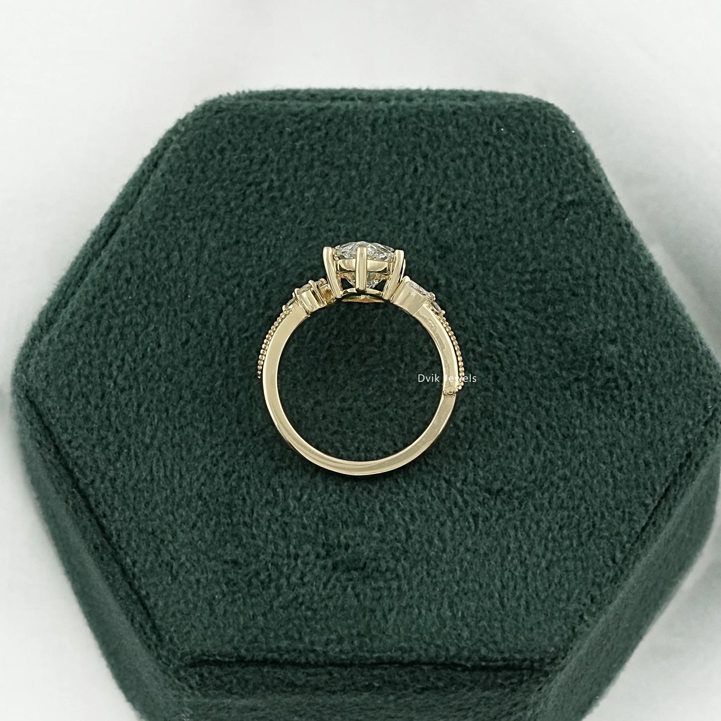 Marquise Cut Lab Diamond Leaf Cluster Engagement Ring Ring