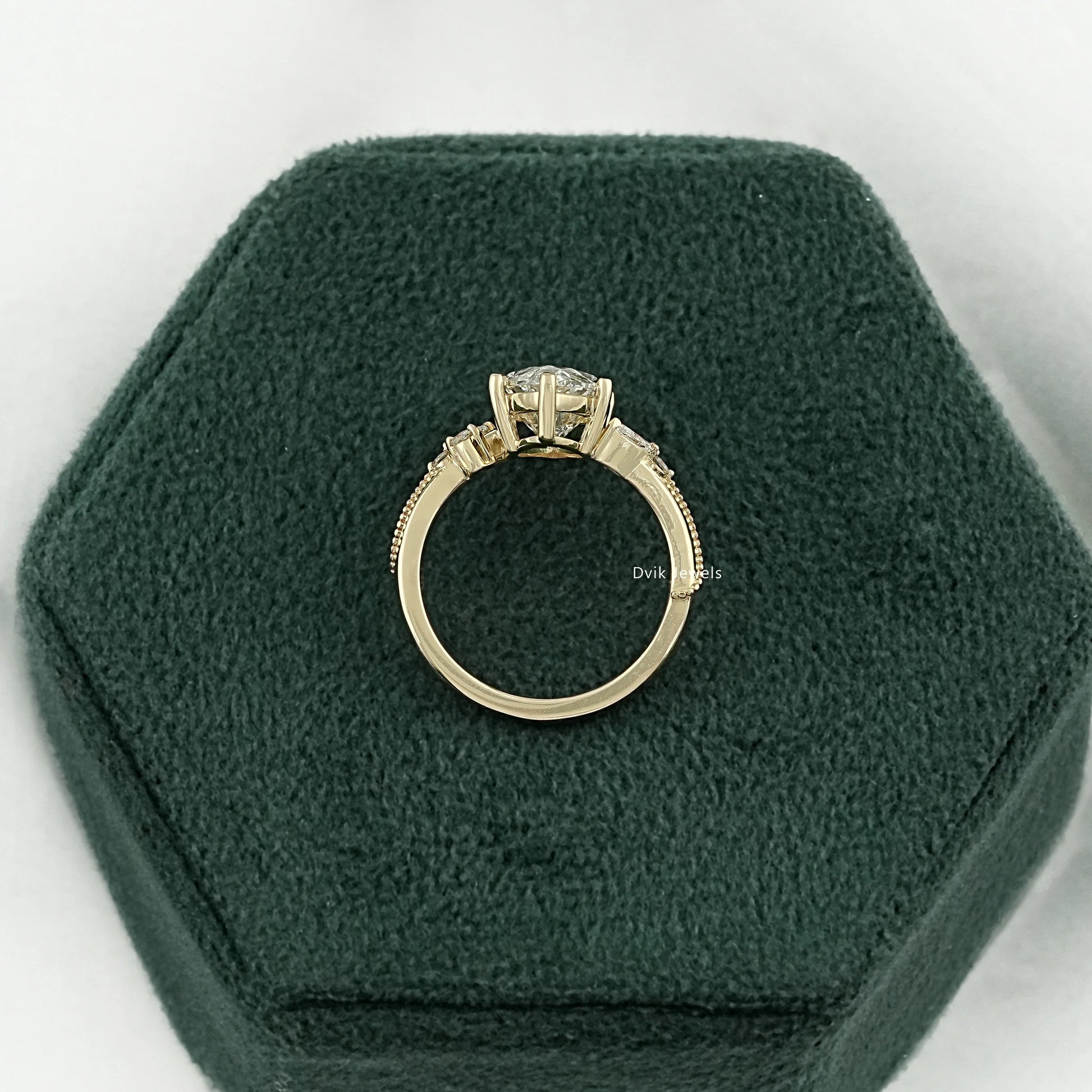 Marquise Cut Lab Diamond Leaf Cluster Engagement Ring Ring