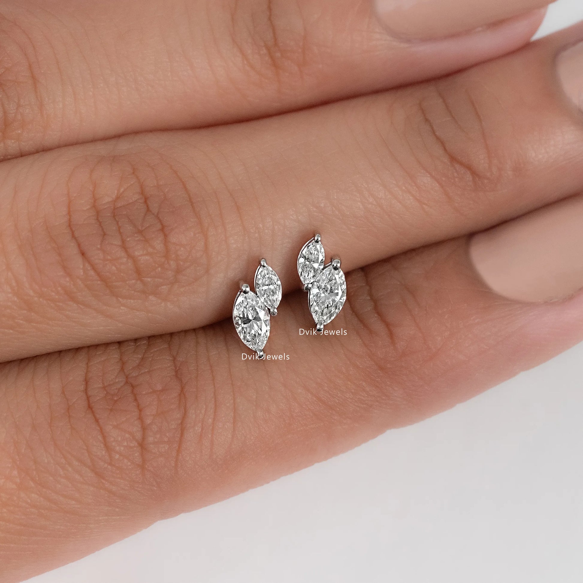Double Marquise Cut Lab Diamond Stud Earrings Earrings