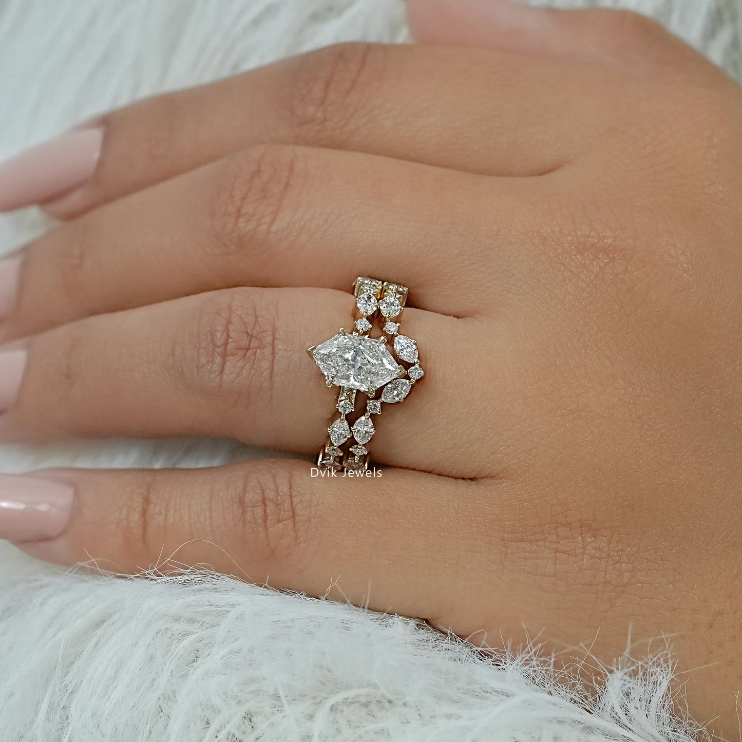 Dutch Marquise Cut Lab Diamond Cluster Bridal Set Ring Bridal Ring Set