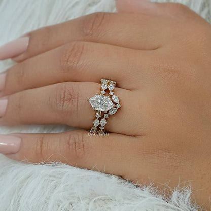 Dutch Marquise Cut Lab Diamond Cluster Bridal Set Ring Bridal Ring Set