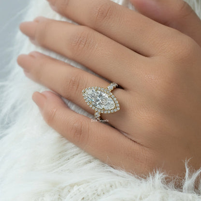 Marquise Cut Lab Diamond Halo Engagement Ring Ring