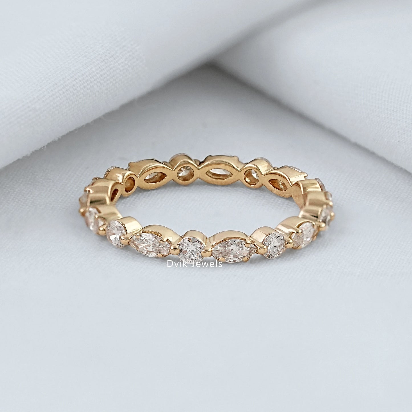 Marquise & Round Cut Lab Diamond Eternity Band Ring