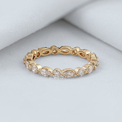 Marquise & Round Cut Lab Diamond Eternity Band Ring