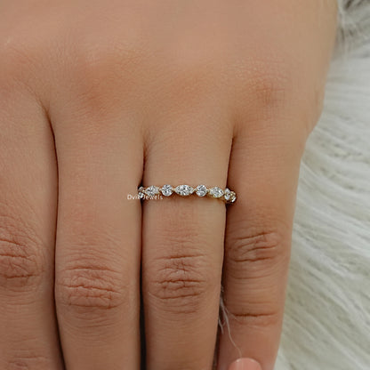 Marquise & Round Cut Lab Diamond Eternity Band Ring