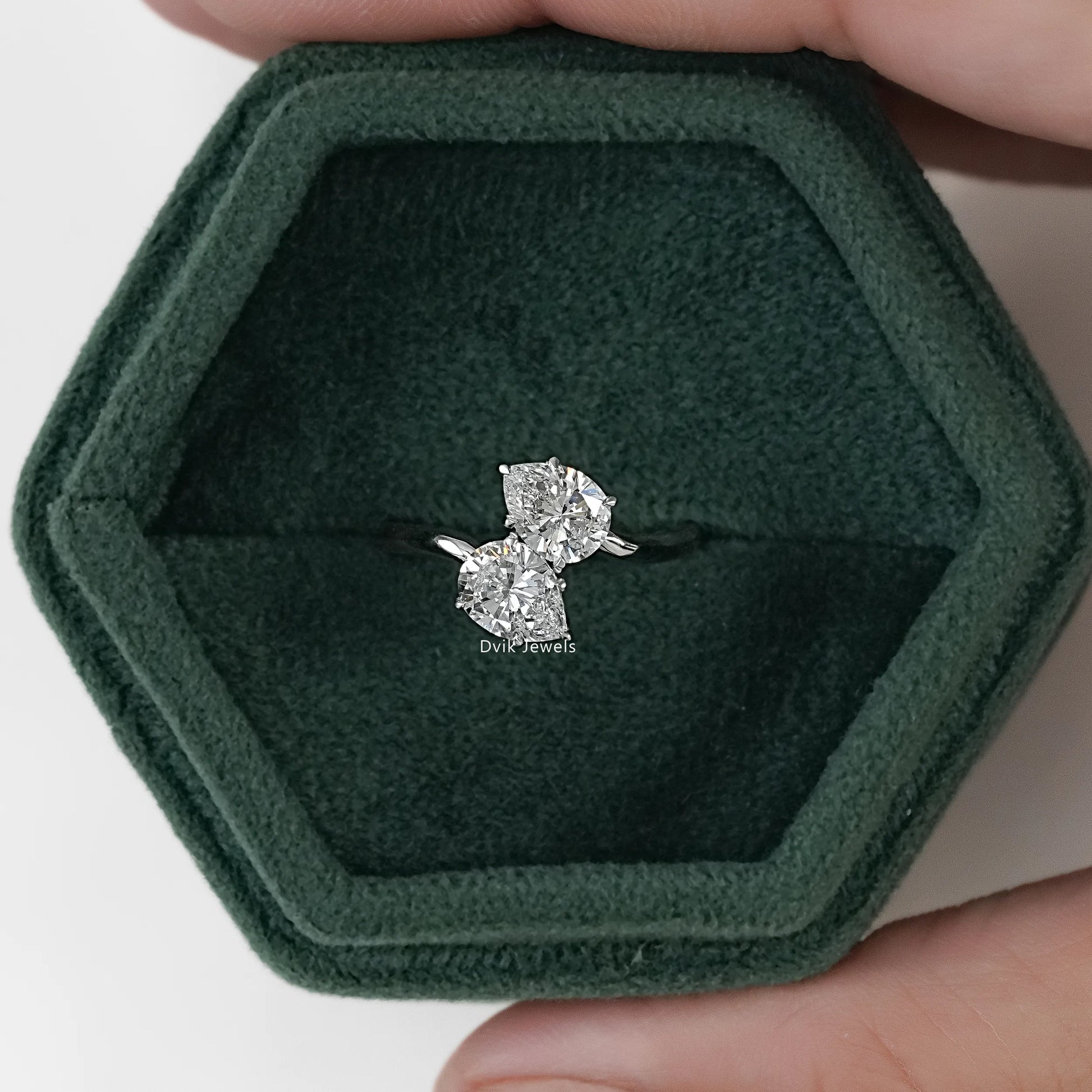 Double Pear Cut Lab Diamond Toi Moi Style Ring Ring