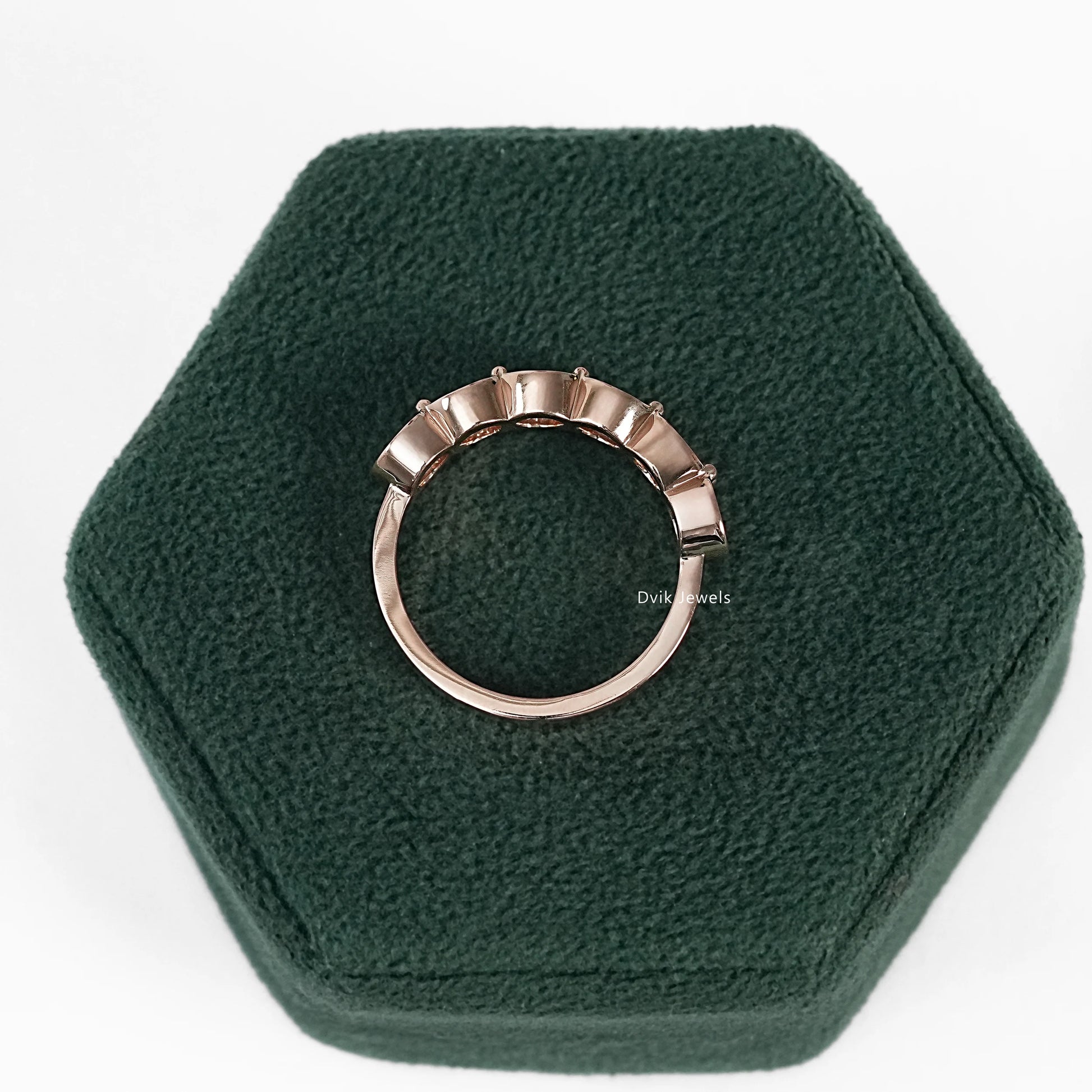 Old European Cut Round Diamond Bezel Set Half Eternity Ring Ring