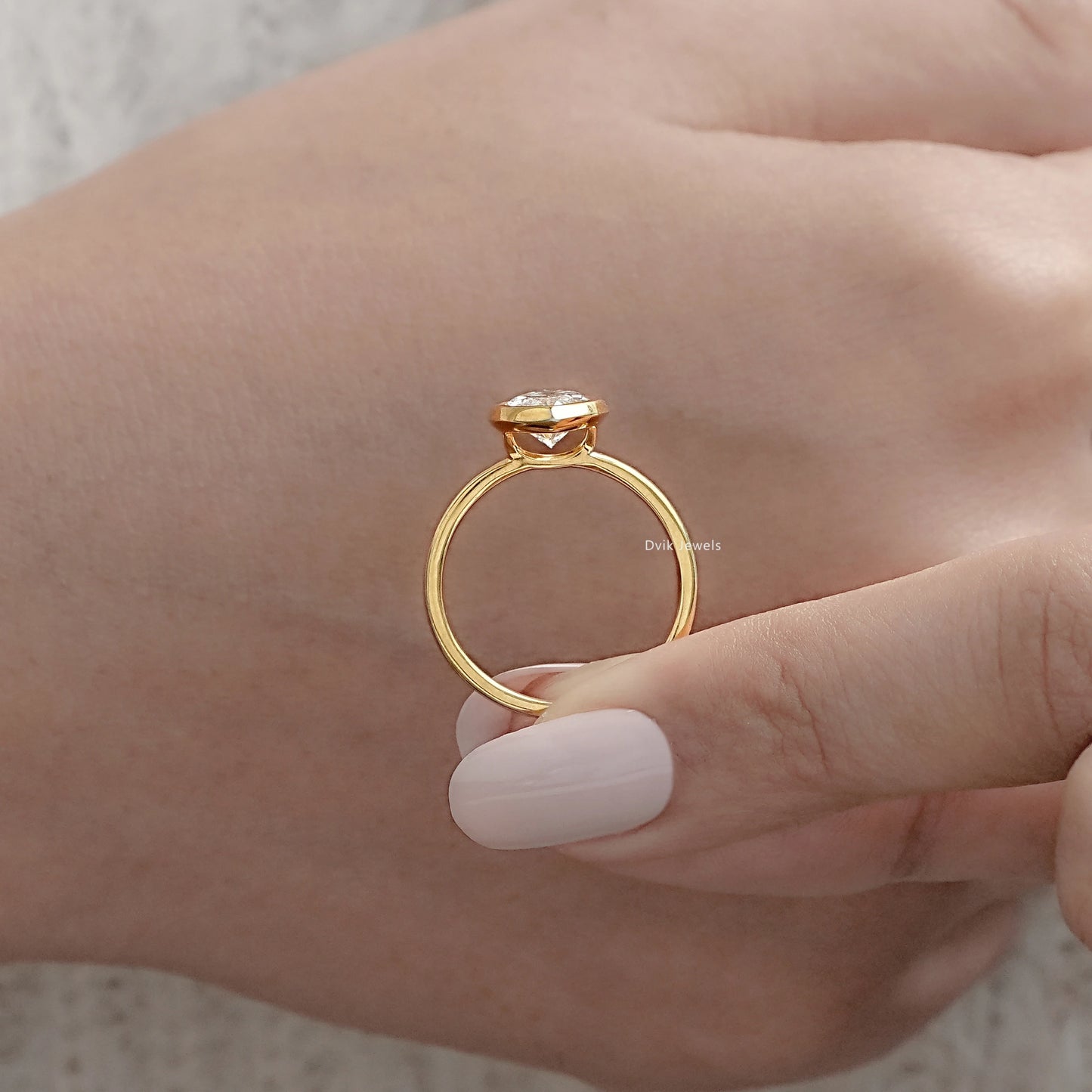 Bezel Set Marquise Lab Diamond Solitaire Ring Ring