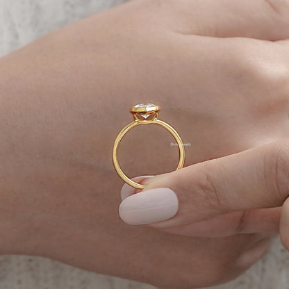 Bezel Set Marquise Lab Diamond Solitaire Ring Ring