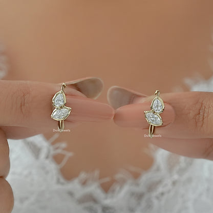 Pear & Marquise Cut Lab Diamond Hoop Earrings Earrings