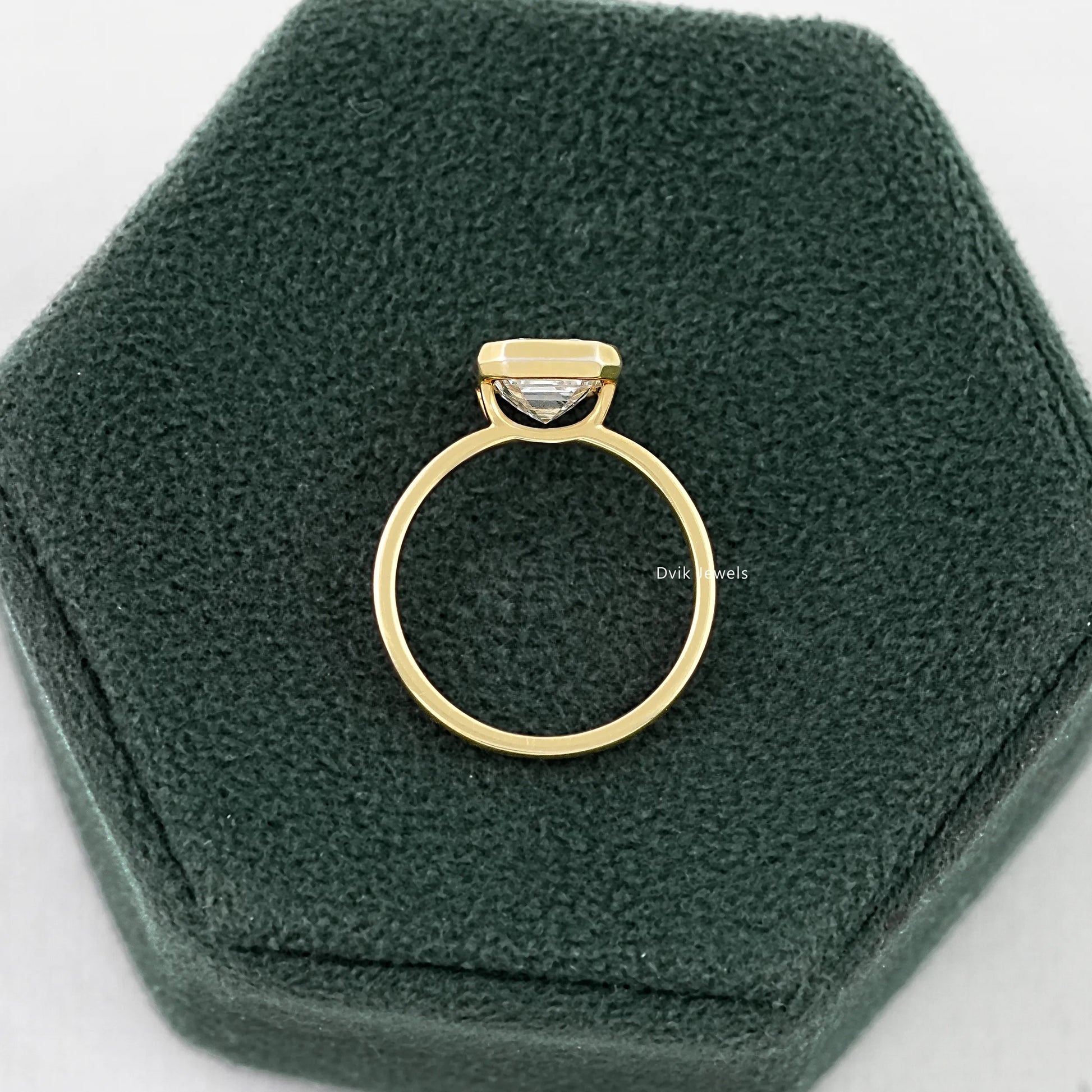 Bezel Set Asscher Diamond Engagement Ring Ring