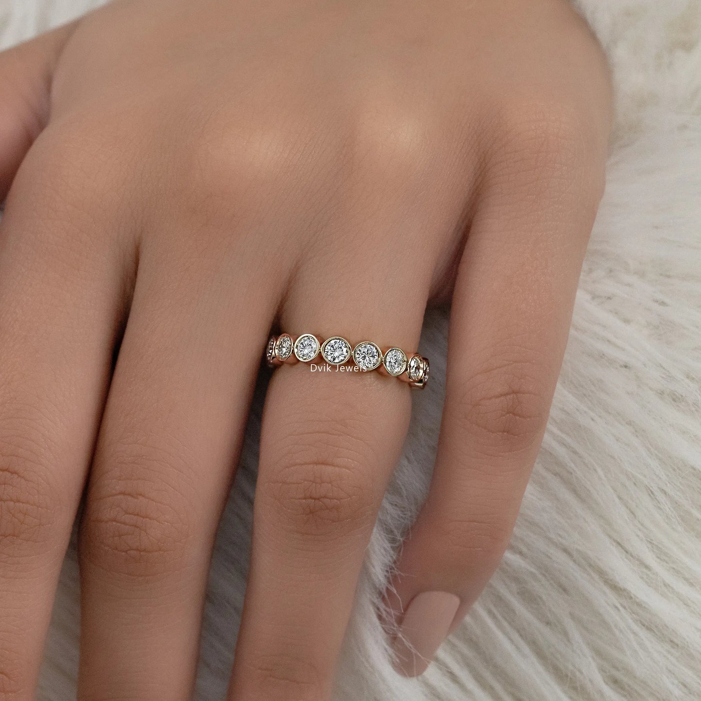 Bezel Set Round Cut Lab Diamond Eternity Band Band