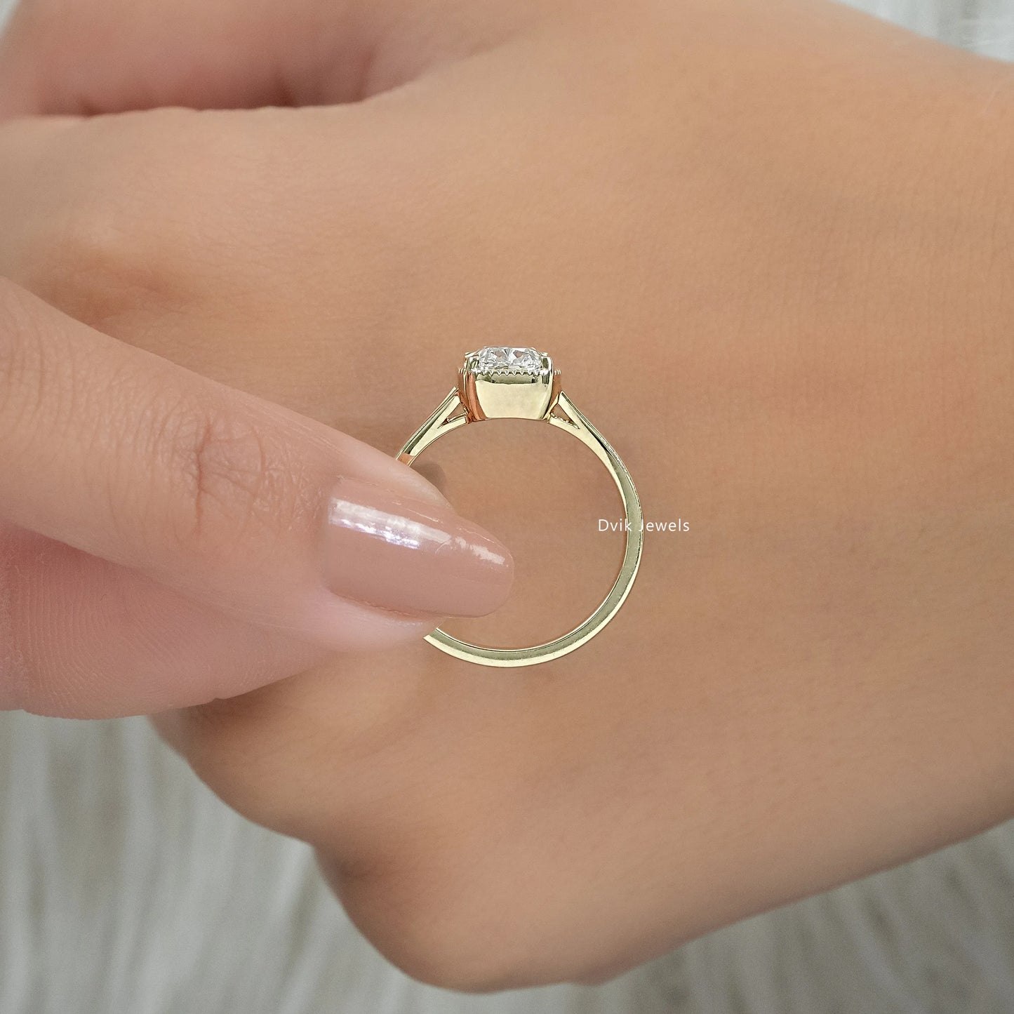 Crushed Ice Cushion Cut Lab Diamond Solitaire Ring Ring