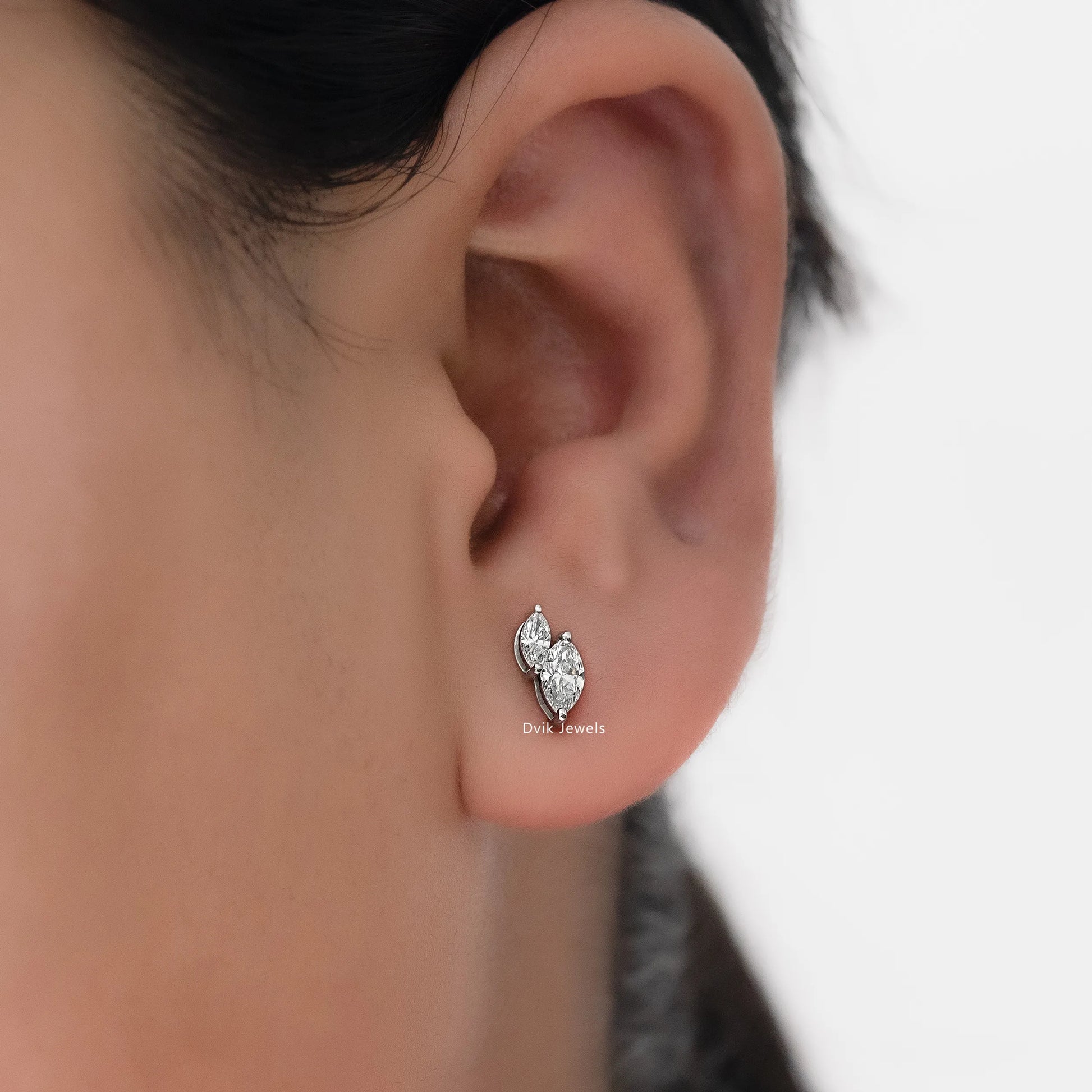 Double Marquise Cut Lab Diamond Stud Earrings Earrings